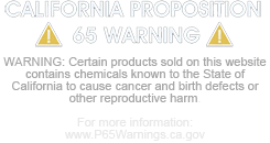 WARNING Certain products sold on this website contains chemicals known to the State of California to cause cancer and birth defects or other reproductive harm. For more information www.P65Warnings.ca.gov